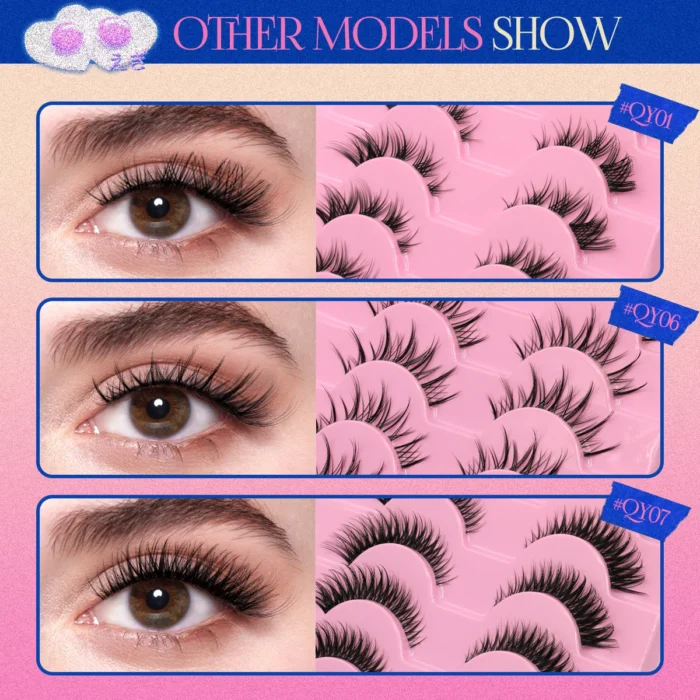 GROINNEYA Cat eye Lashes 5/6 pairs Clear Band Lashes Natural Look 6D Wispy Eyelashes False Lashes Eyelashs Extension - Image 6