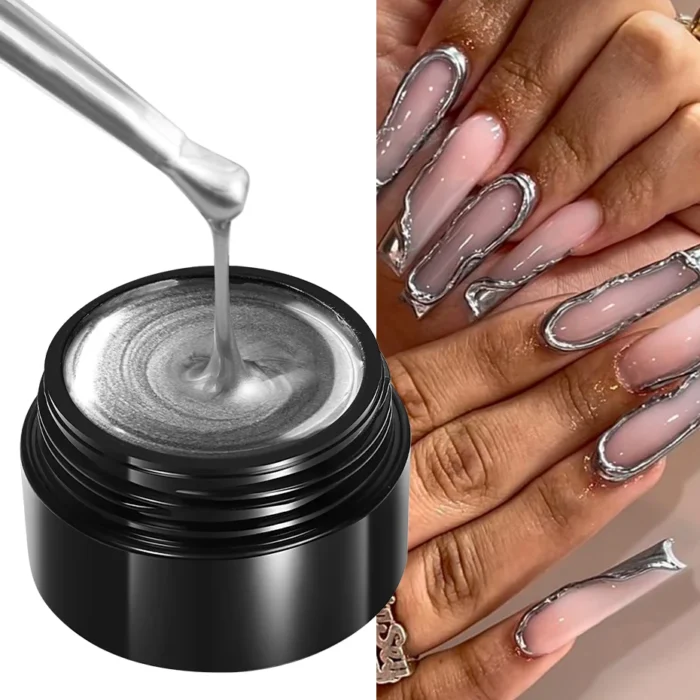 Metallic Painting Gel Chrome Gold Silver Rose Gold Mirror Effect Nail Polish Super Bright Drawing Line French Nail Art Varnish - Image 5