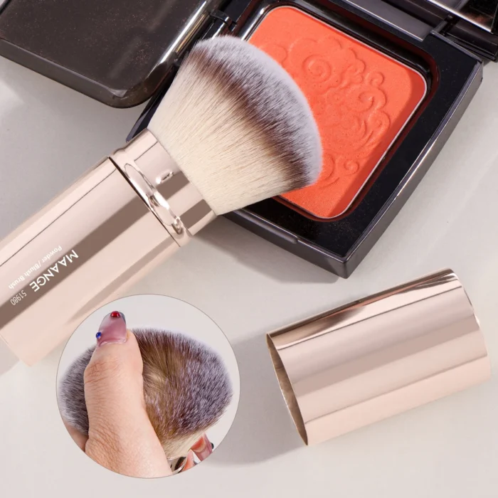 MAANGE 2PCS Retractable Foundation Makeup Brush Flat/Angle Kabuki Brush For Powder Blush Bronzer Concealer Portable Makeup Tools - Image 4