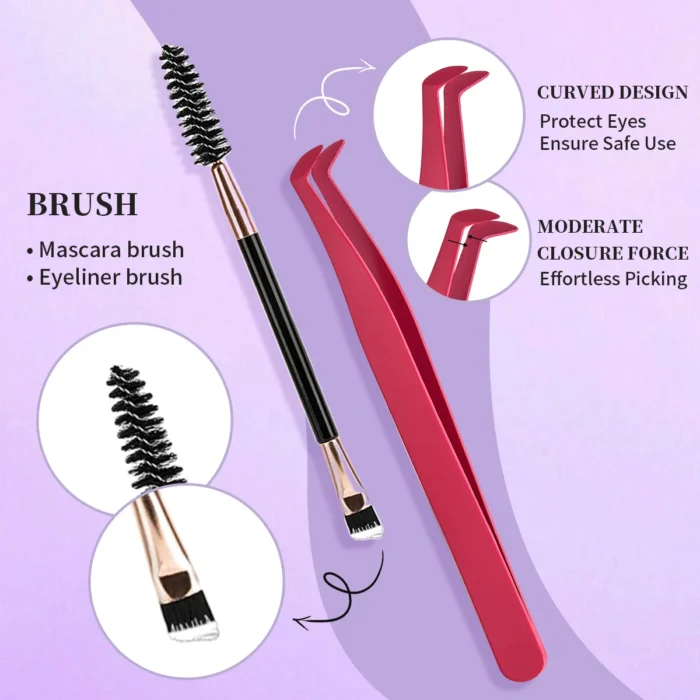 DIY Lash Extension Mix Styles Individual Lash Clusters with Bond&Seal Remover Tweezers Lash Brush eye Makeup tool - Image 4
