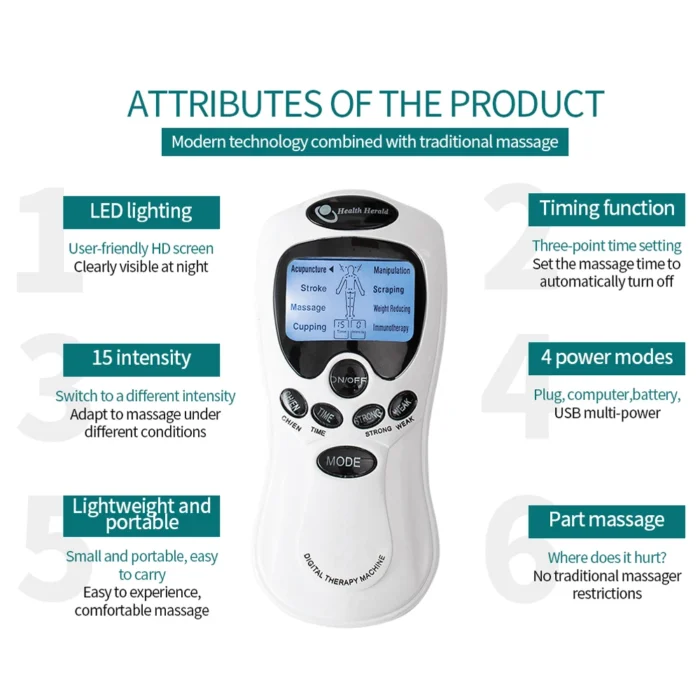 Electric Massage Instrument EMS Tense Machine Pulse Massager Tens Acupuncture Electrical Muscle Stimulator for Neck Back Body - Image 2
