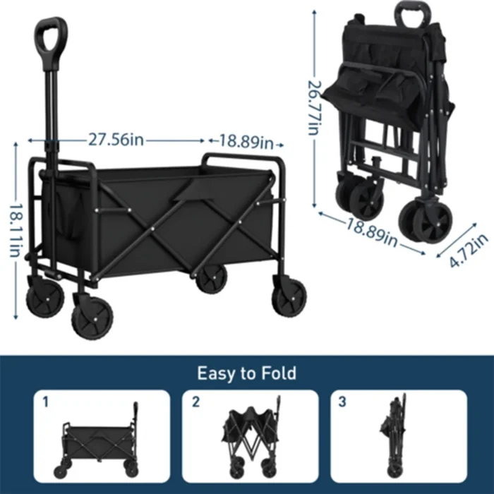 Foldable Garden Wagon Cart Portable Camping Trolley ,Outdoor Multi-function Foldable Carts Wagon for Beach or Shopping Utility - Image 3