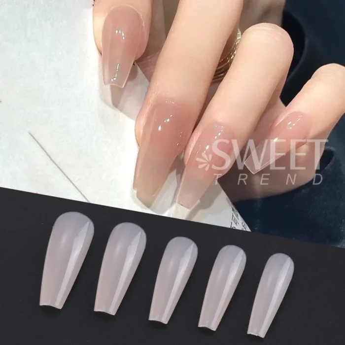 100pcs Nude Pink False Nail Press On Nails Acrylic Extension Coffin Forms Nail Tips Artificial Long Full Cover Fingernails Tools - Image 4