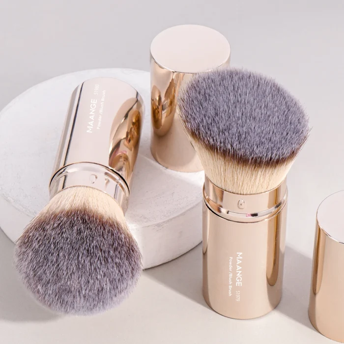 MAANGE 2PCS Retractable Foundation Makeup Brush Flat/Angle Kabuki Brush For Powder Blush Bronzer Concealer Portable Makeup Tools - Image 5