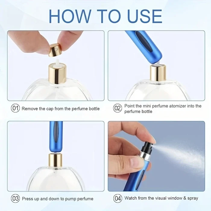 6 Portable Spray Bottles Travel Size 5ml Self-Priming Bottom Fill Perfume Bottle Set - Image 2