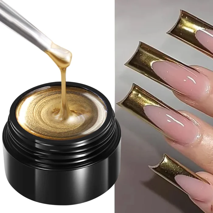 Metallic Painting Gel Chrome Gold Silver Rose Gold Mirror Effect Nail Polish Super Bright Drawing Line French Nail Art Varnish - Image 6
