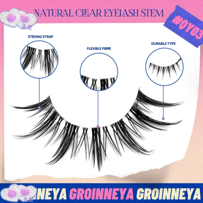 GROINNEYA Cat eye Lashes 5/6 pairs Clear Band Lashes Natural Look 6D Wispy Eyelashes False Lashes Eyelashs Extension - Image 5