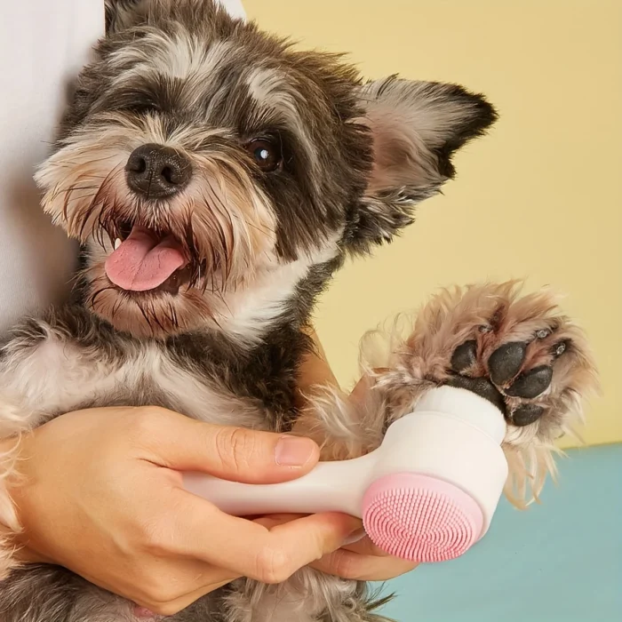 1pc- Silicone Pet Paw Cleaner & Massage Brush - Dual-Sided Dog Grooming Tool for Healthy Coats and Claws - Image 2