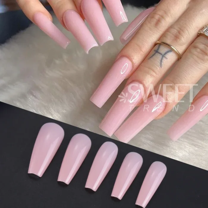 100pcs Nude Pink False Nail Press On Nails Acrylic Extension Coffin Forms Nail Tips Artificial Long Full Cover Fingernails Tools - Image 3