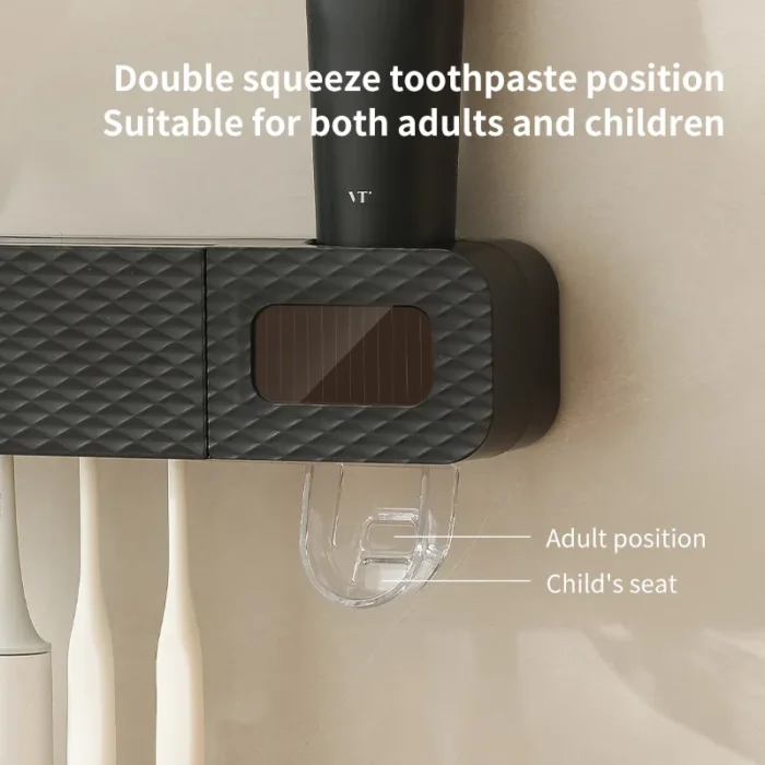 1 smart toothbrush rack wall mounted 3-slot toothbrush intelligent drying rack, toothpaste dispenser, household daily necessitie - Image 2
