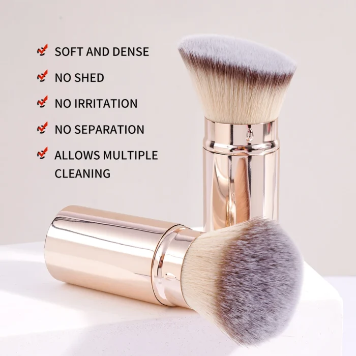 MAANGE 2PCS Retractable Foundation Makeup Brush Flat/Angle Kabuki Brush For Powder Blush Bronzer Concealer Portable Makeup Tools - Image 6
