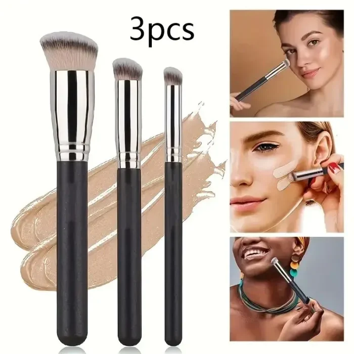 1/3pcsMakeup Brush Set, Concealer and Foundation Makeup Brush- Nylon Bristlefor All Skin Types, ABS HandleConvenient Travel Size - Image 3