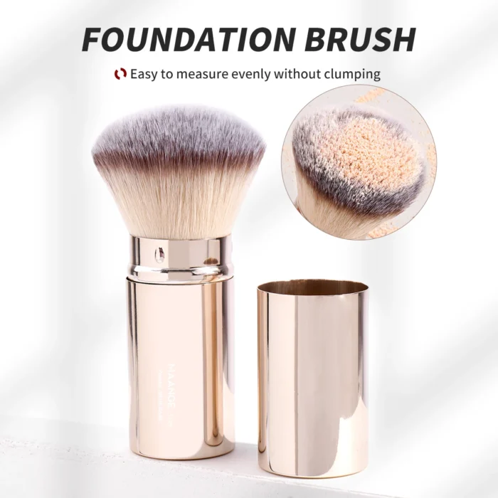 MAANGE 2PCS Retractable Foundation Makeup Brush Flat/Angle Kabuki Brush For Powder Blush Bronzer Concealer Portable Makeup Tools - Image 3