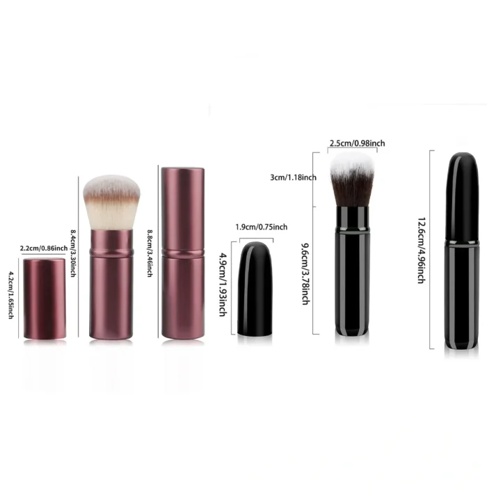 1pc Retractable Brush Makeup Brush Powder Blusher Powder Brush Mini Multi-function Portable With Aluminum Handle - Image 3