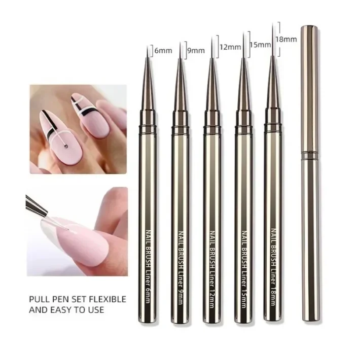 Nails Art Liner Brushes Elongated Lines Striping Drawing Painting 6/9/12/15/18/25mm Nail Design Pen Professional Manicure Tool - Image 2