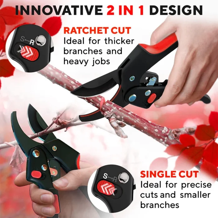 Premium Garden Clippers Gardening Tasks 3 Times Easier, Rachet Hand Ideal For Those With Arthritis or Weak Hands, Cut Capacity S - Image 4