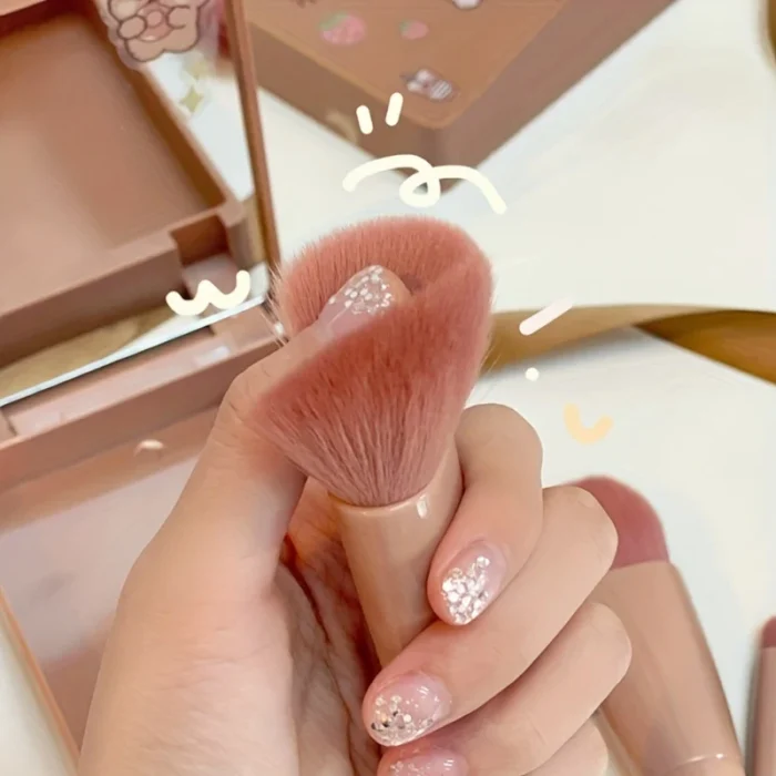 5Pcs Portable Makeup Brush Set With Mirror - Foldable Travel Kit ，Mini Makeup Brush Set Travel Makeup Brush Set - Image 3