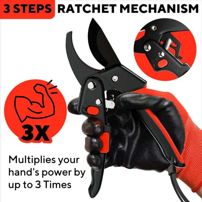 Premium Garden Clippers Gardening Tasks 3 Times Easier, Rachet Hand Ideal For Those With Arthritis or Weak Hands, Cut Capacity S - Image 3