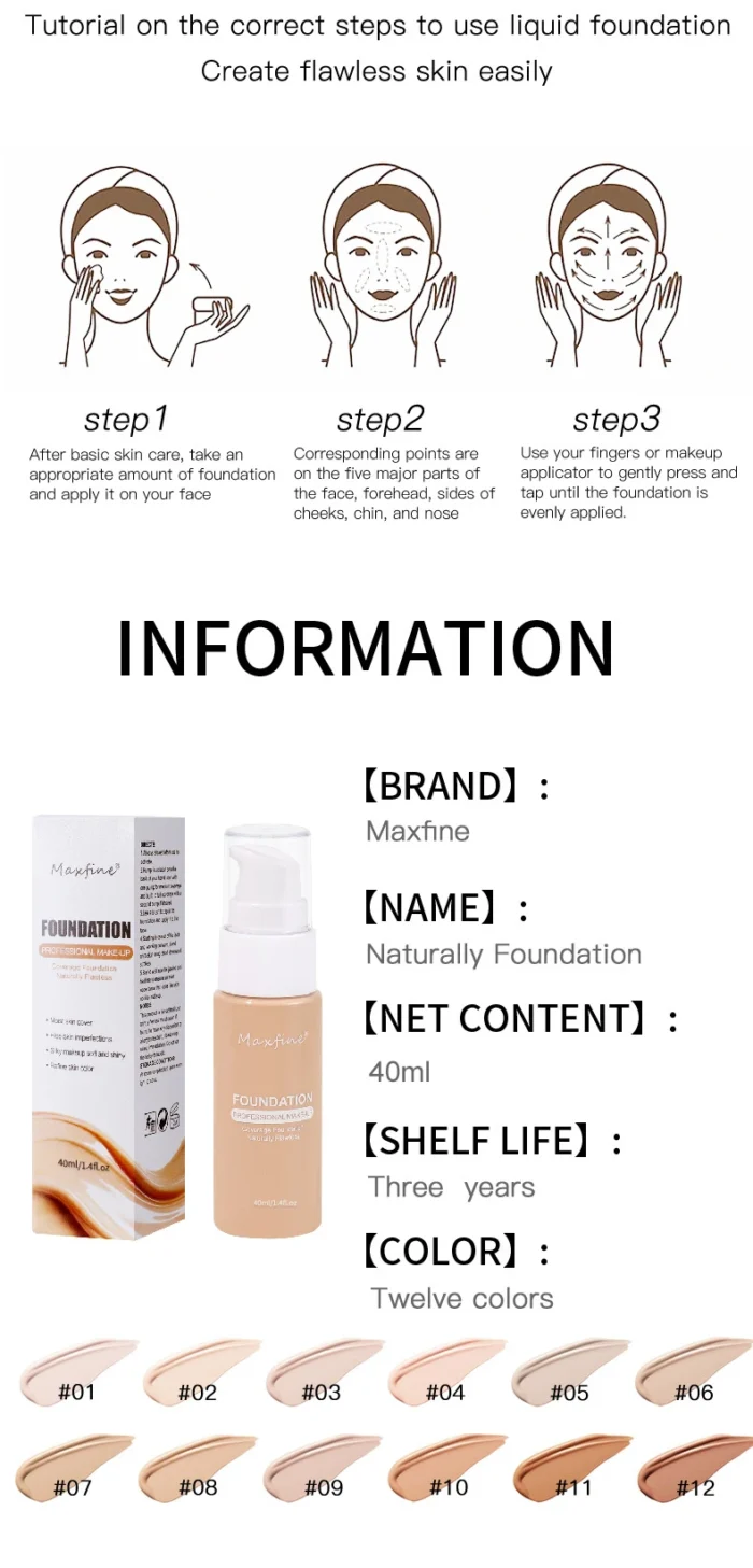 Liquid Foundation Effective Concealer Waterproof Sweat-resistant Makeup Professional Cosmetics - Image 5