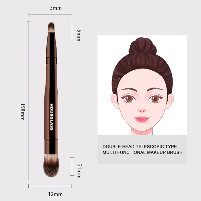 Hourglass Makeup Brush- No.28 Double Head Retractable Multifunctional Makeup Brush Concealer Highlight Face Makeup Brush - Image 4