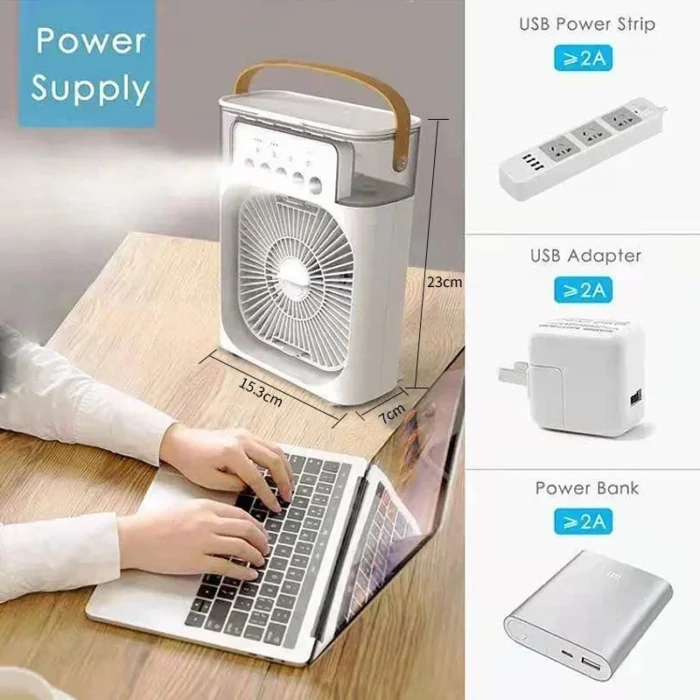 3 In 1 Portable Humidifier Fan Mini Air Conditioners USB Mini fan LED Night Light Water Mist Fun Air Cooler Humidifie For Home - Image 3