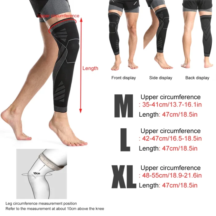 BraceTop 1 PC Full Leg Sleeves Long Compression Leg Sleeve Knee Sleeves Protect Leg, for Man Women Basketball, Arthritis Cycling - Image 6