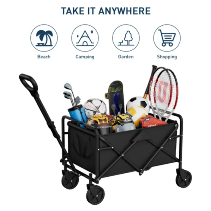 Foldable Garden Wagon Cart Portable Camping Trolley ,Outdoor Multi-function Foldable Carts Wagon for Beach or Shopping Utility - Image 4