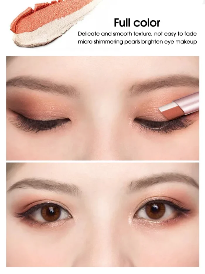 Gradient two-color eye shadow pen waterproof, sweat proof, not easy to smudge, pearlescent, fine shiny, lazy eye shadow s - Image 5