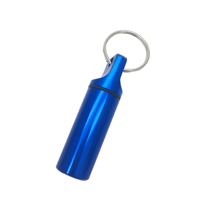 Aluminum Waterproof Pill Box Cases with Sealed Storage, Flat Head, Round Alloy Cartridge and Keychain for Vitamin Fish Oils - Image 3