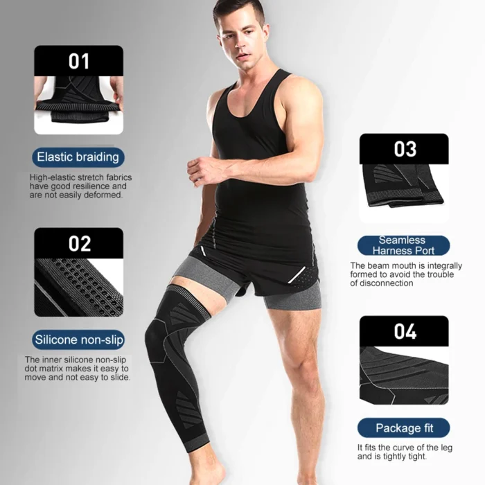 BraceTop 1 PC Full Leg Sleeves Long Compression Leg Sleeve Knee Sleeves Protect Leg, for Man Women Basketball, Arthritis Cycling - Image 5
