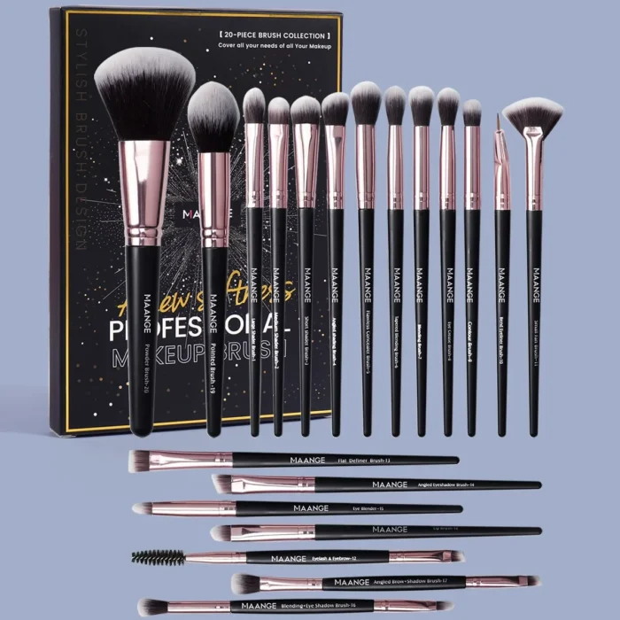 Maange 20Pcs Makeup Brushes with Box Professional Cosmetic Powder Eye Shadow Foundation Blush Blending Beauty Tool For Women - Image 2