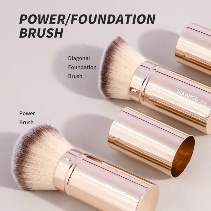 MAANGE 2PCS Retractable Foundation Makeup Brush Flat/Angle Kabuki Brush For Powder Blush Bronzer Concealer Portable Makeup Tools - Image 2