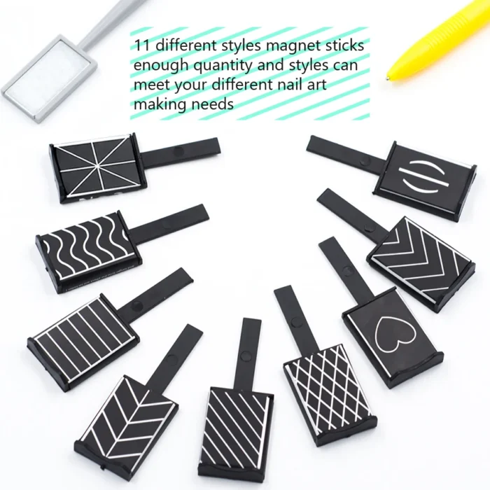 Set of 11 Pcs Nail Art Tools Cat Eye Magnetic Rod Powerful Magnet Suitable for Gel Polishing Beauty Manicure Decoration Supplies - Image 3
