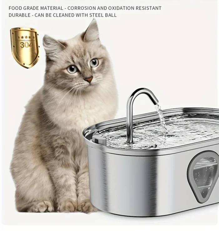 3.5L large capacity pet water dispenser automatic stainless steel cat water fountain with LED Lighting - Image 2