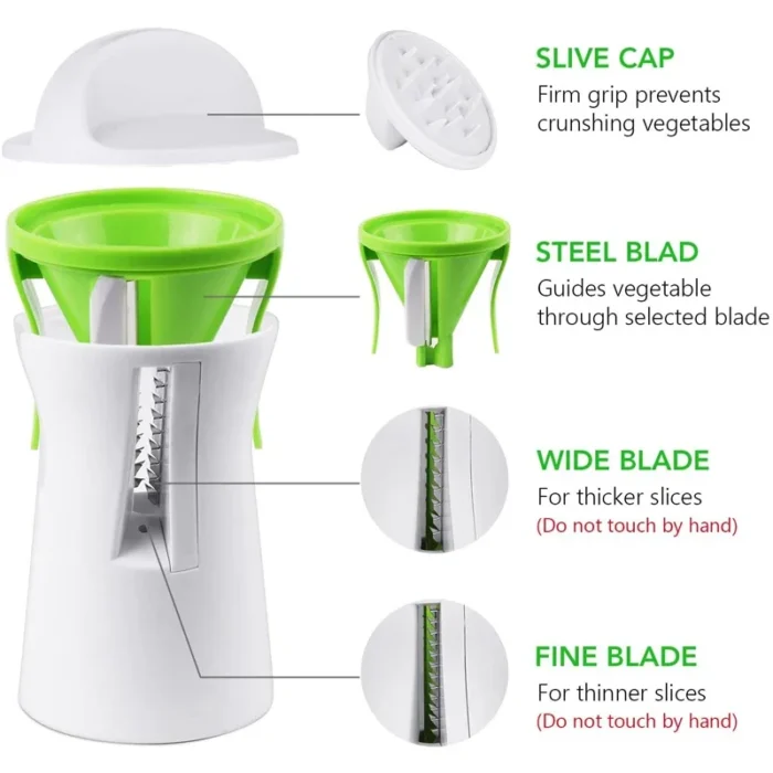 LMETJMA Heavy Duty Spiralizer Vegetable Slicer Vegetable Spiral Slicer Cutter Zucchini Pasta Noodle Spaghetti Maker KC0335 - Image 4