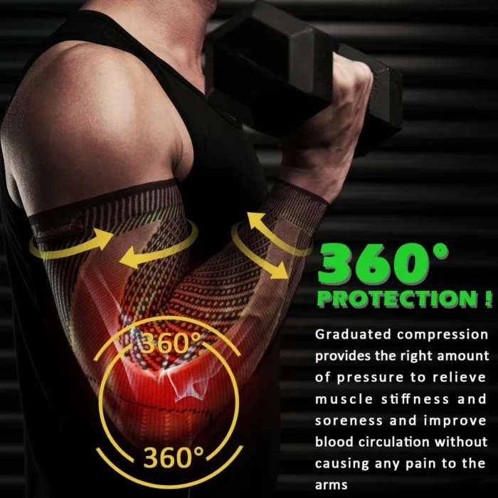 Sports Arm Compression Sleeves Anti-Slip Elbow Support Youth Adult Cycling Basketball Football Volleyball Baseball Tennis Golf - Image 2