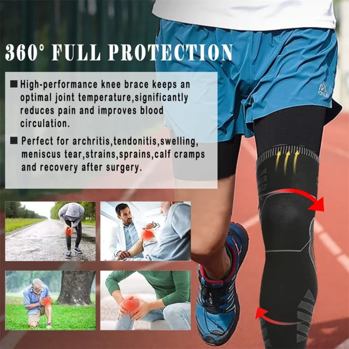 BraceTop 1 PC Full Leg Sleeves Long Compression Leg Sleeve Knee Sleeves Protect Leg, for Man Women Basketball, Arthritis Cycling - Image 2